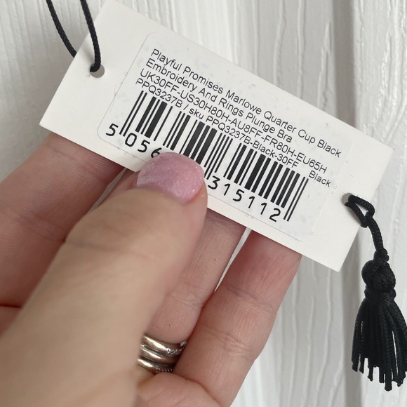 NWT Playful Promises Marlowe Black Floral Embroidered Quarter Cup Bra - Picture 6 of 8